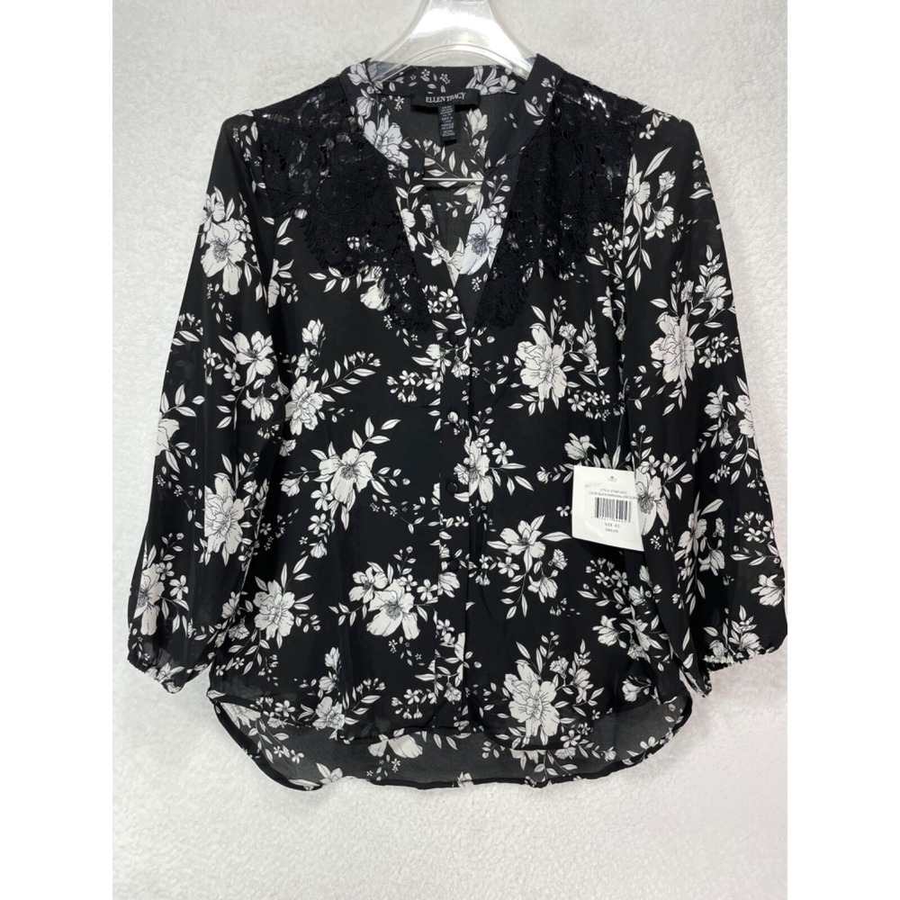 Ellen Tracey Women's size XS Long Sleeve‎ Button Up Blouse NWT